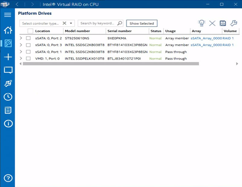 Intel® Virtual RAID on CPU (Intel® VROC) Graphical User Interface (GUI ...