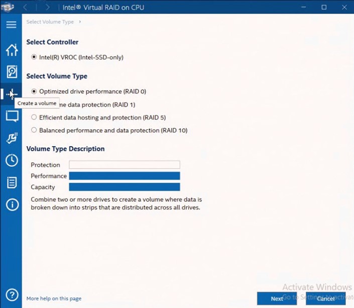 RAID 0 Volume Selection