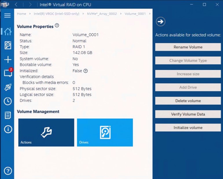 Available Volume Options