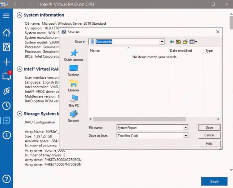 Exporting the System Report