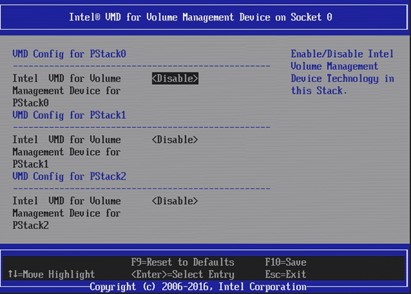 Intel® VMD BIOS Configuration Example