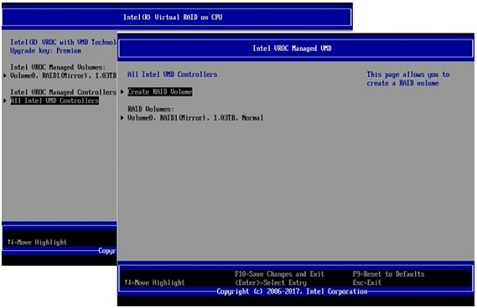 Select All Intel VMD Controllers