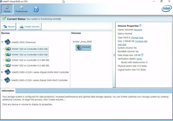 Legacy* Intel® VROC GUI (Intel® VROC 7.x or lower)