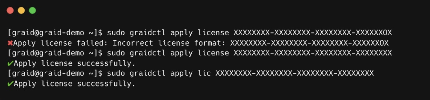 Apply the license