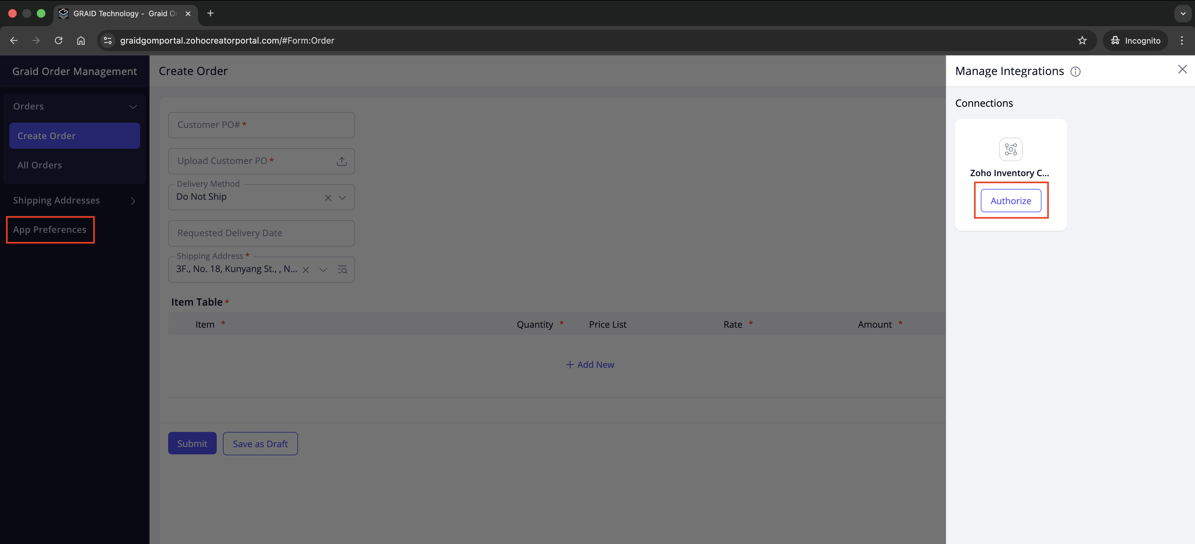 Authorize connection in the first login