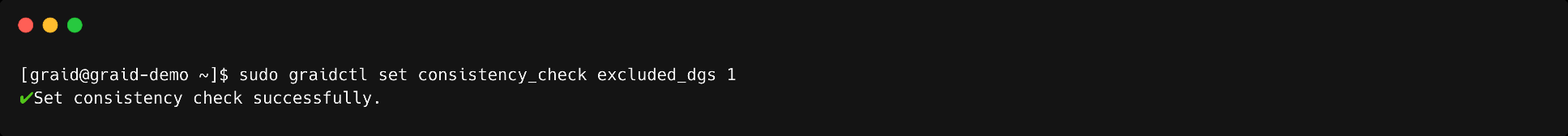 Consistency Check Excluded Drive Groups Output