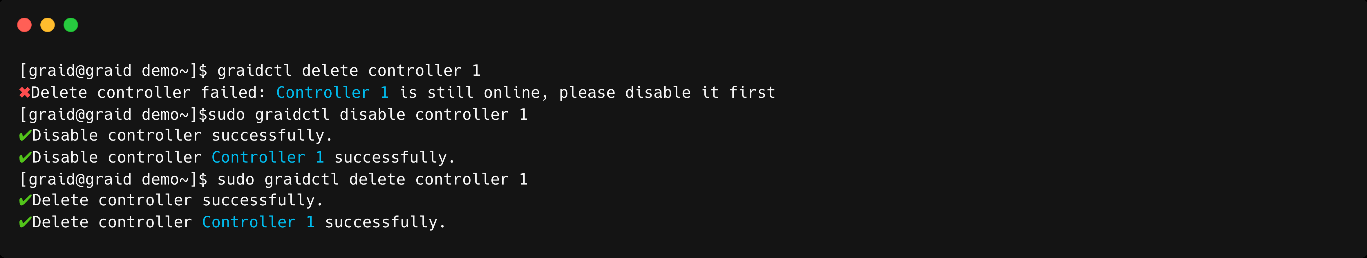 Delete Controller Output