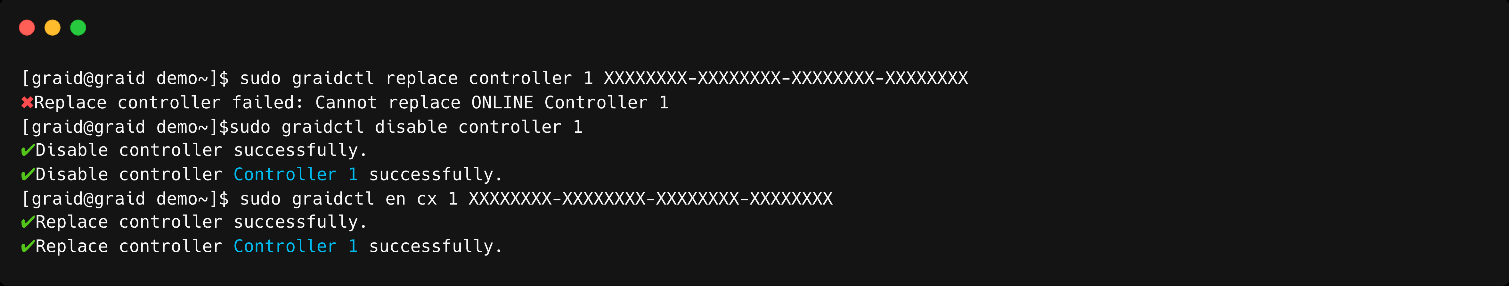 Controller License Replacement Output
