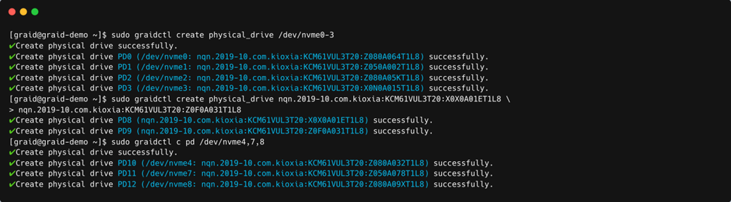 Create Physical Drive Output