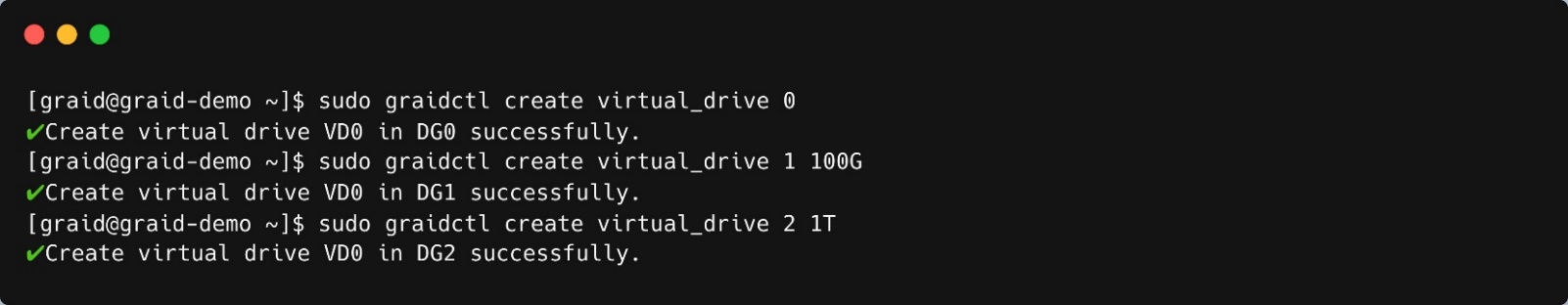 Create Virtual Drive Output