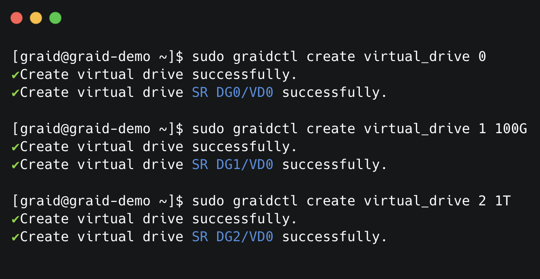 Create Virtual Drive Output