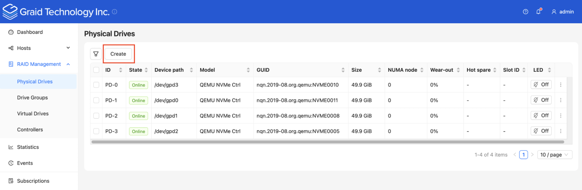 Create physical drive