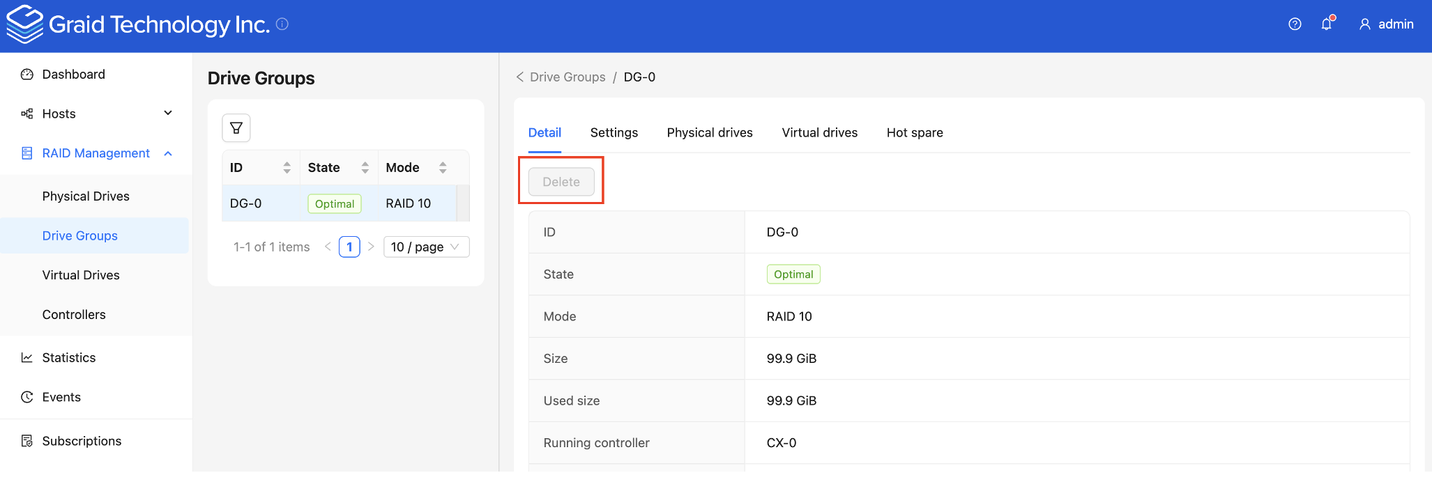 Delete drive group