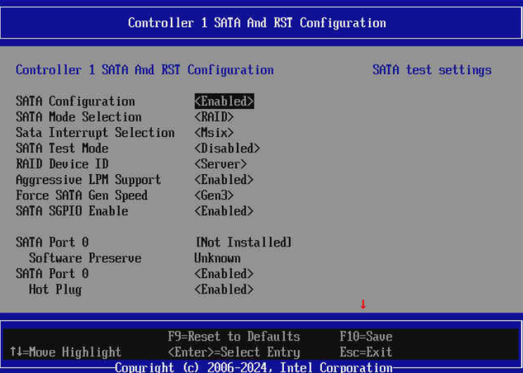 Enabling SATA RAID