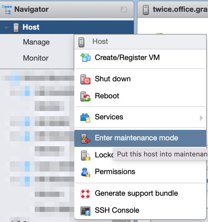 ESXi Enter Maintenance Mode