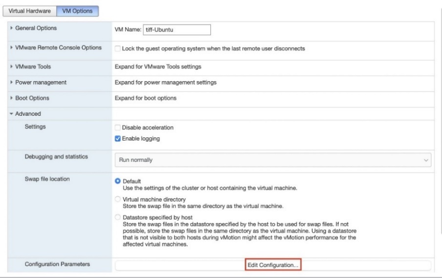 ESXi P2P Configuration Parameters