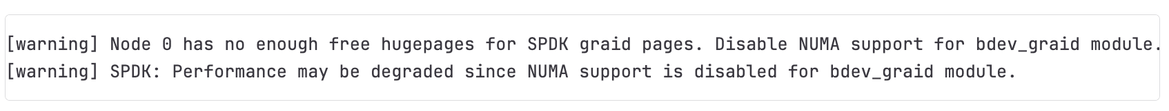 Hugepages Warning Log Output