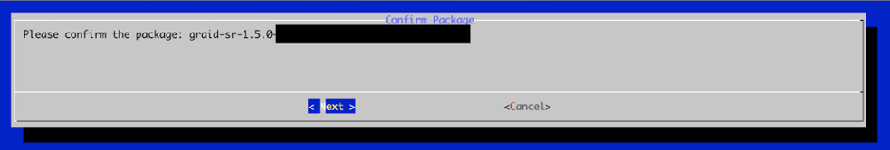 Installer Package Confirmation Screen