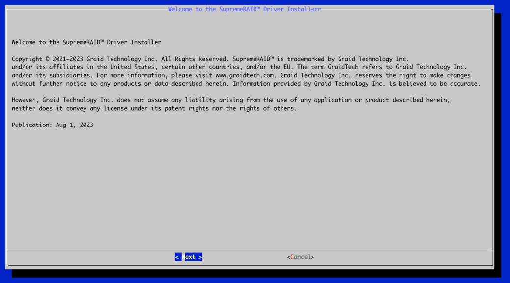Installer Welcome Screen
