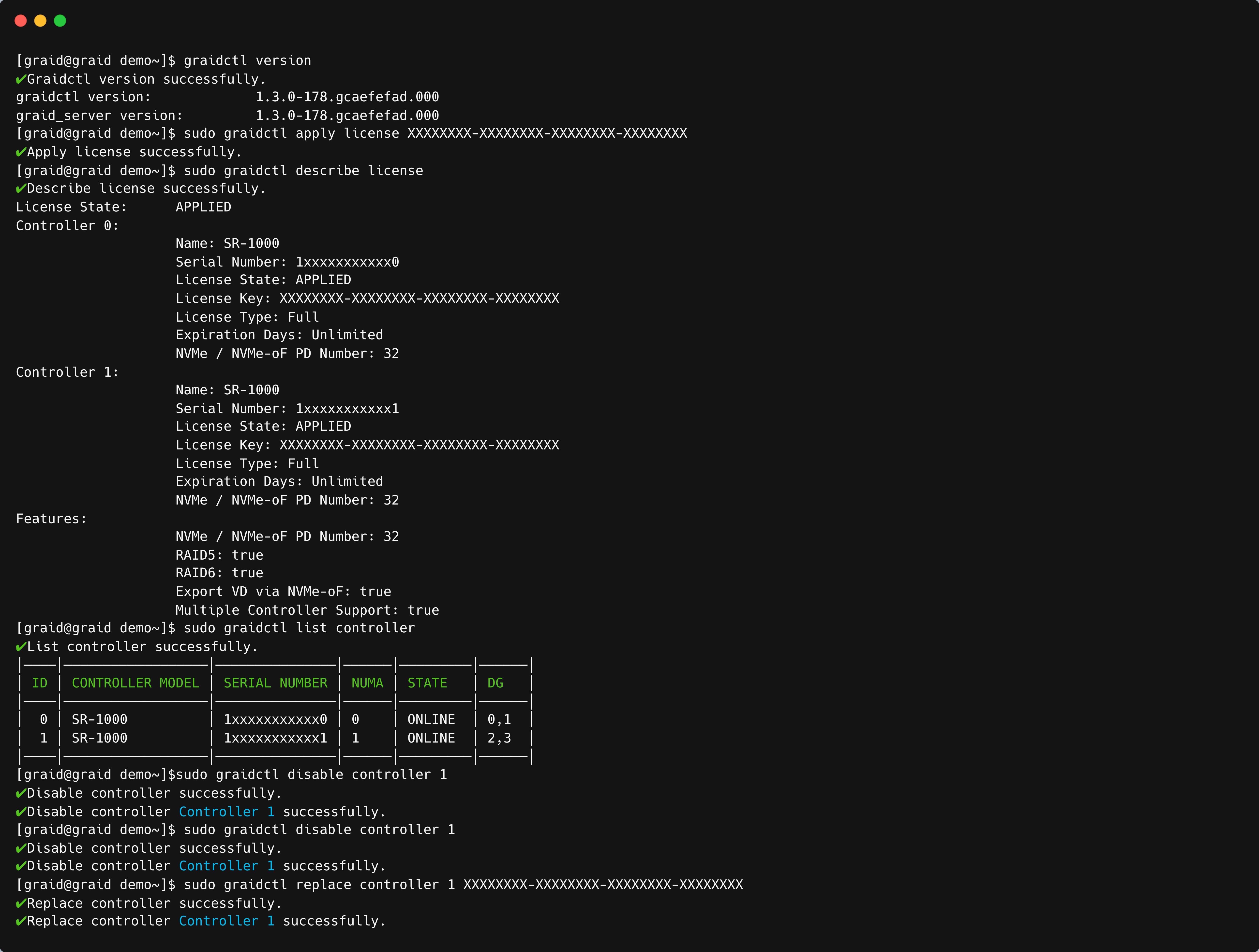 License Activation Output