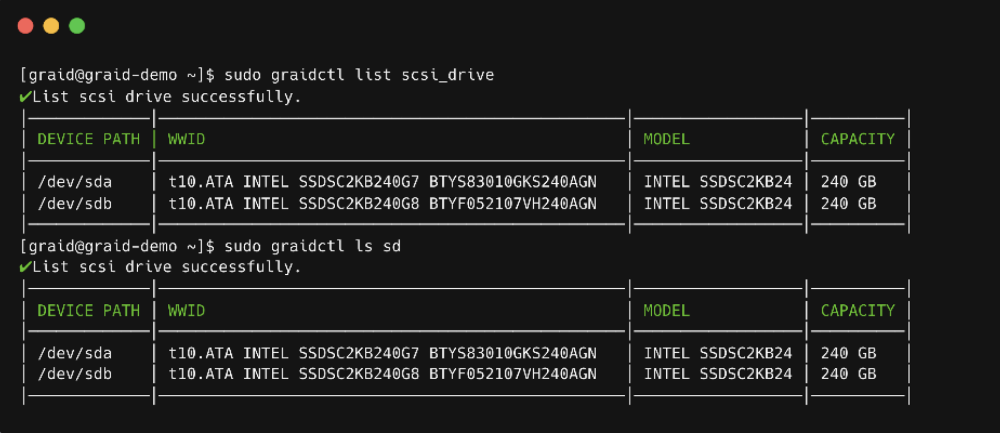 List SAS/SATA drives