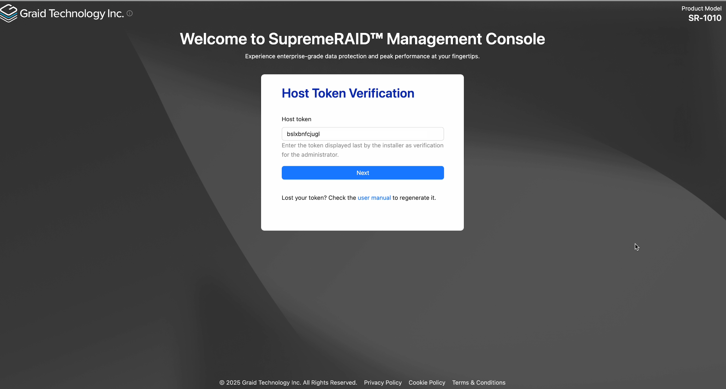 Management Console Host Token Login