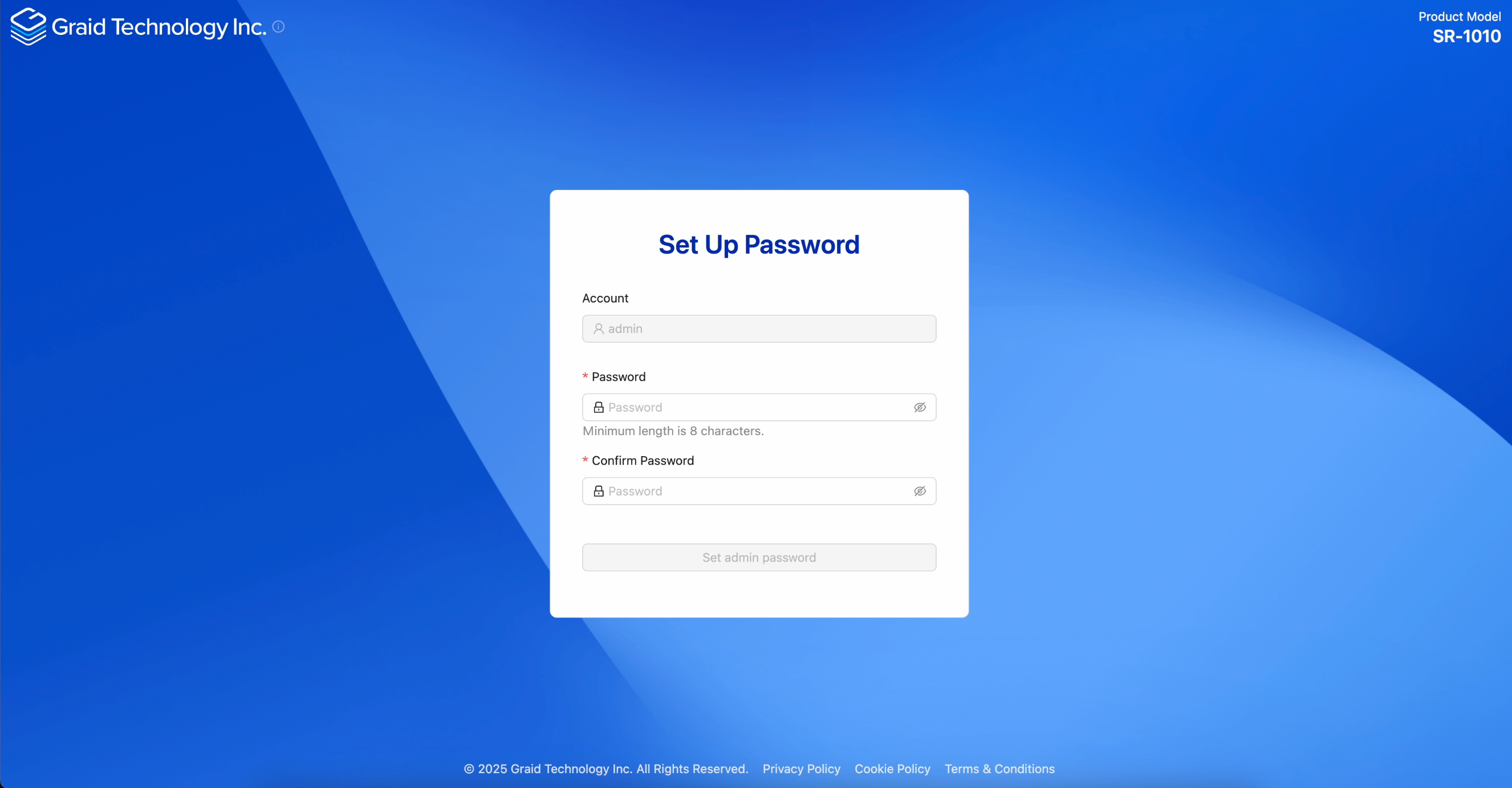 Management Console Set Admin Password