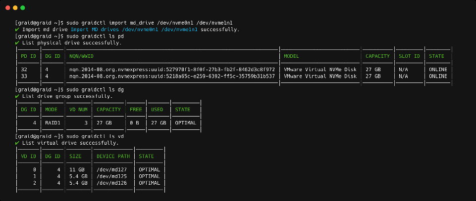 MD Bootable RAID Import Output