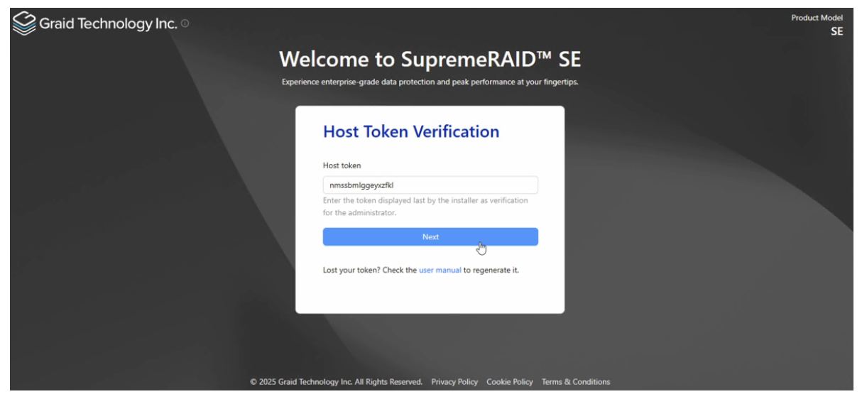 Management Console Host Token