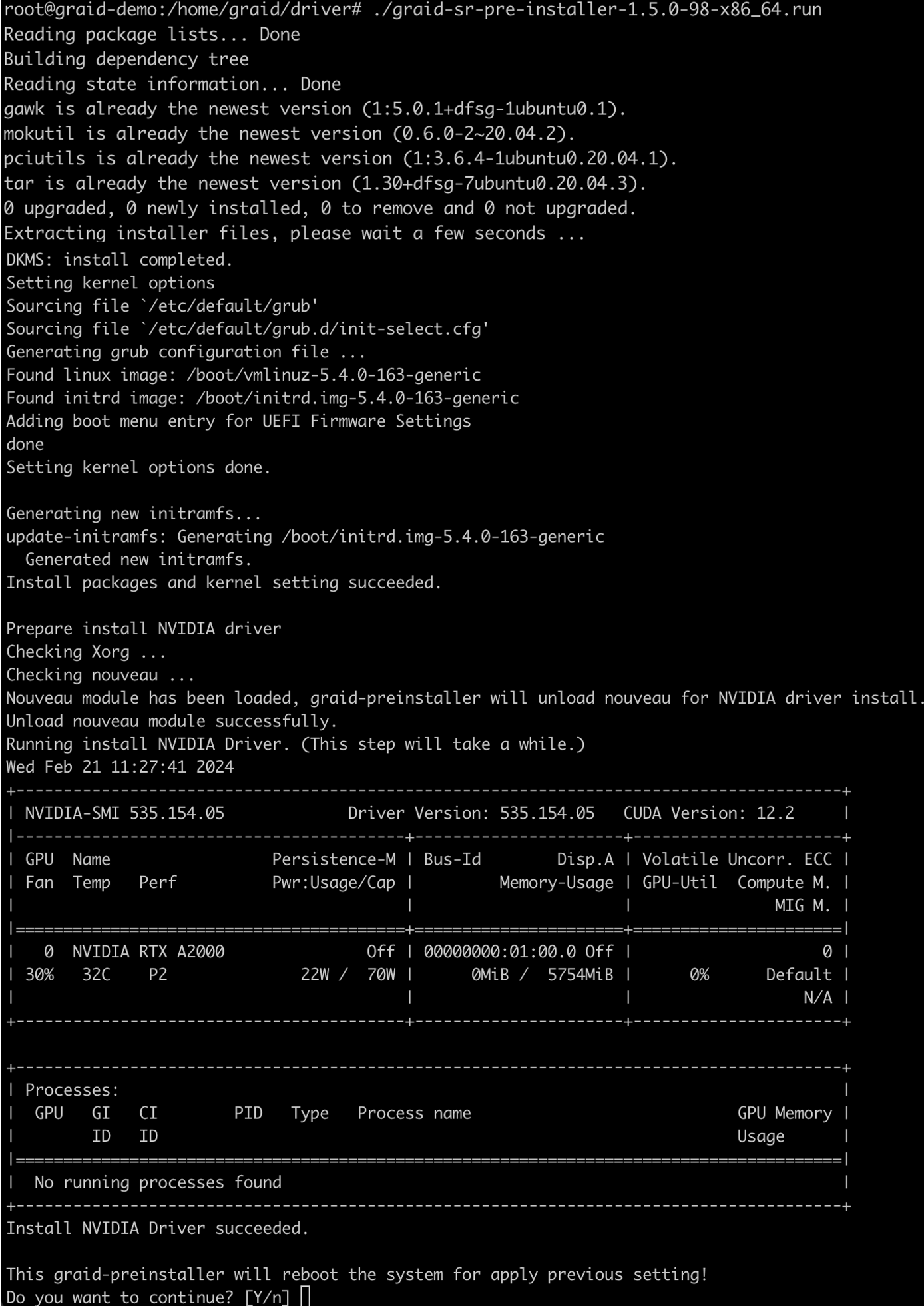 Pre Installer Execution Screen