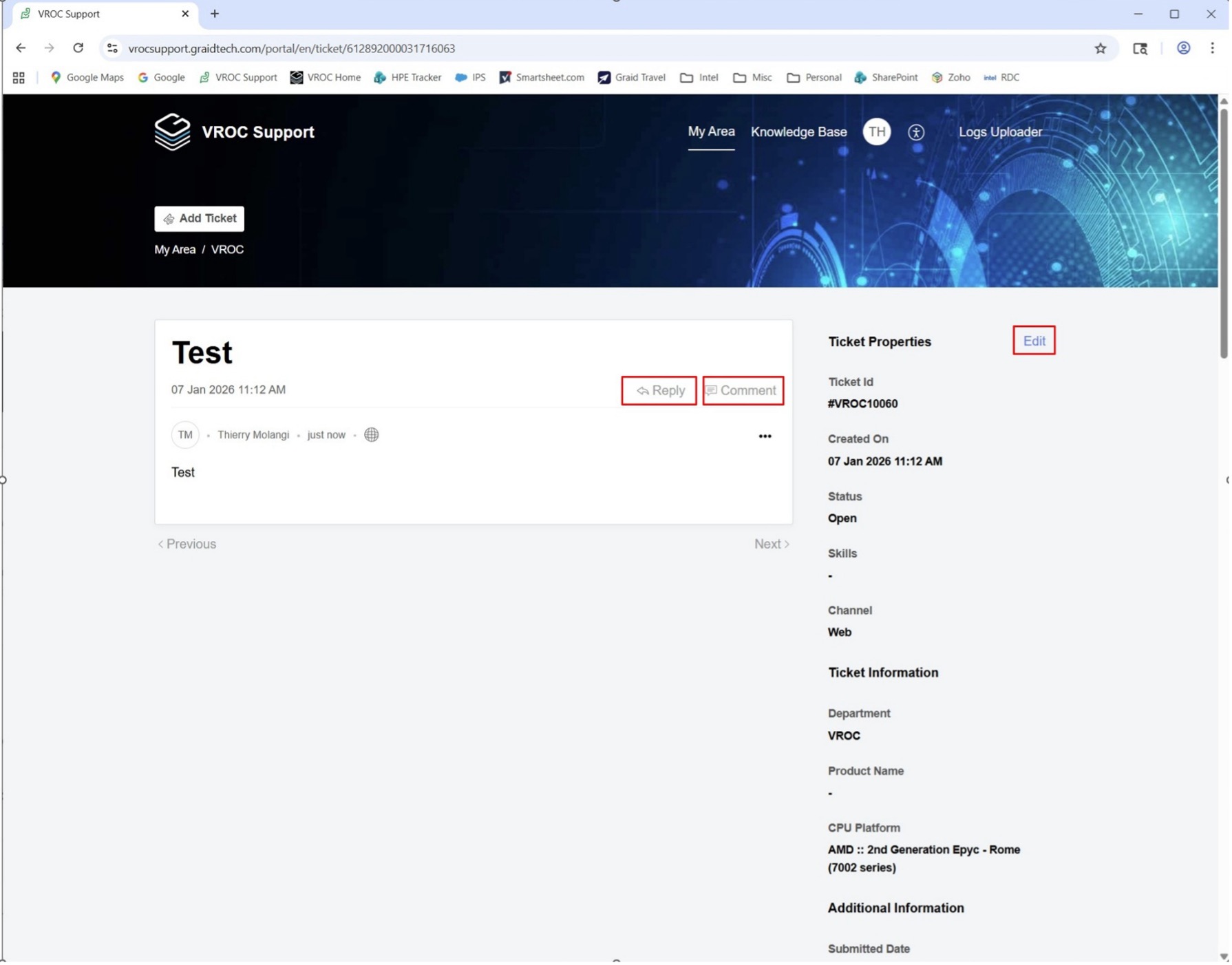 Select Reply or Comment