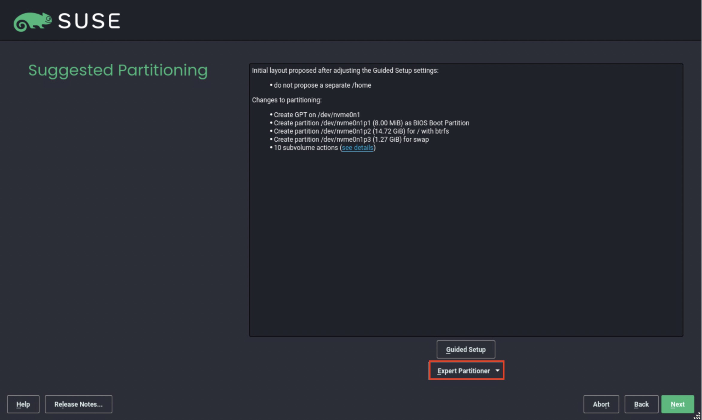 SLES Expert Partitioner