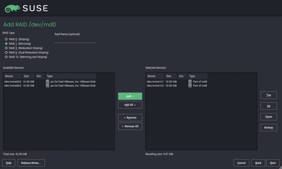 SLES RAID Next Installation