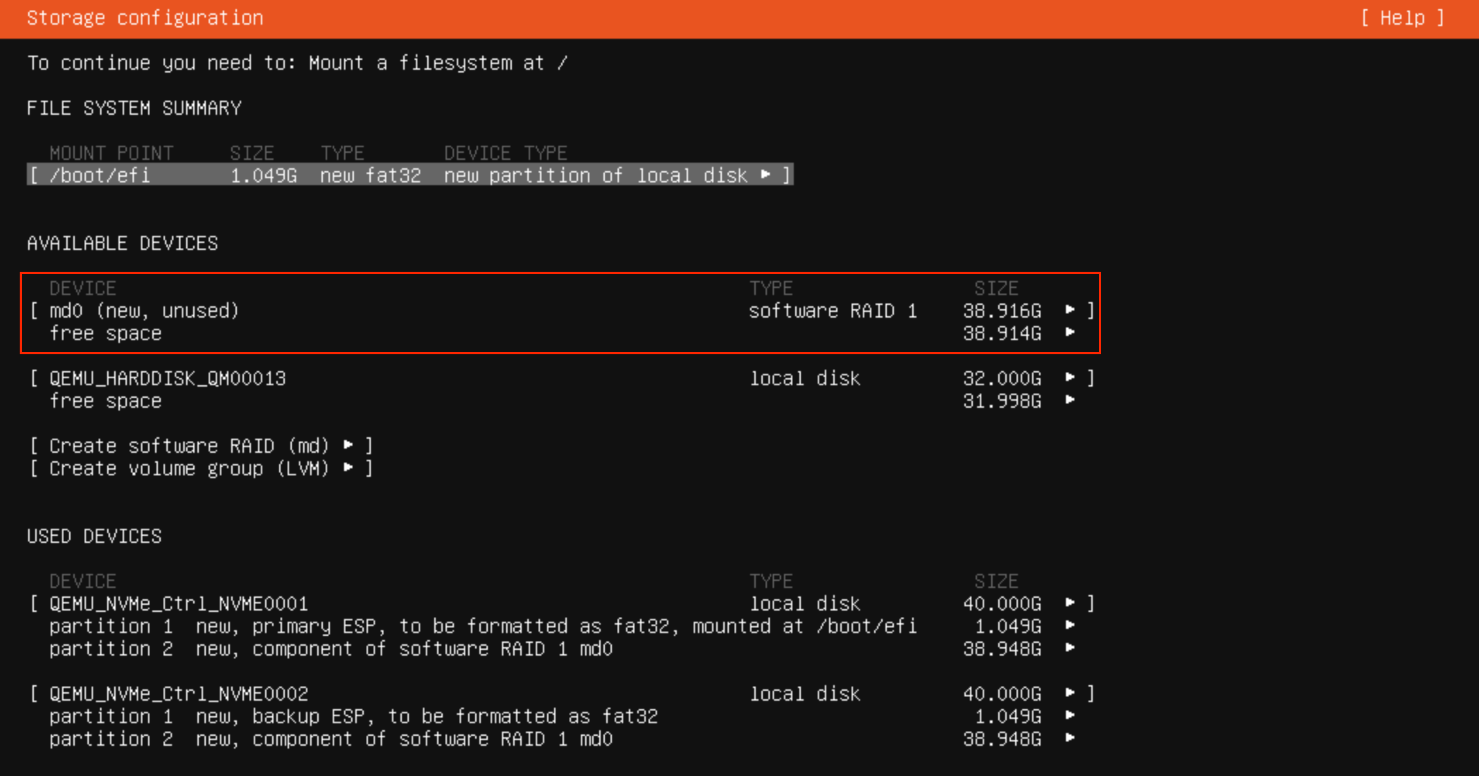 Ubuntu MD Free Space Add GPT Partition
