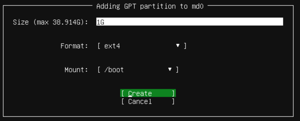 Ubuntu MD Partition Configuration Boot