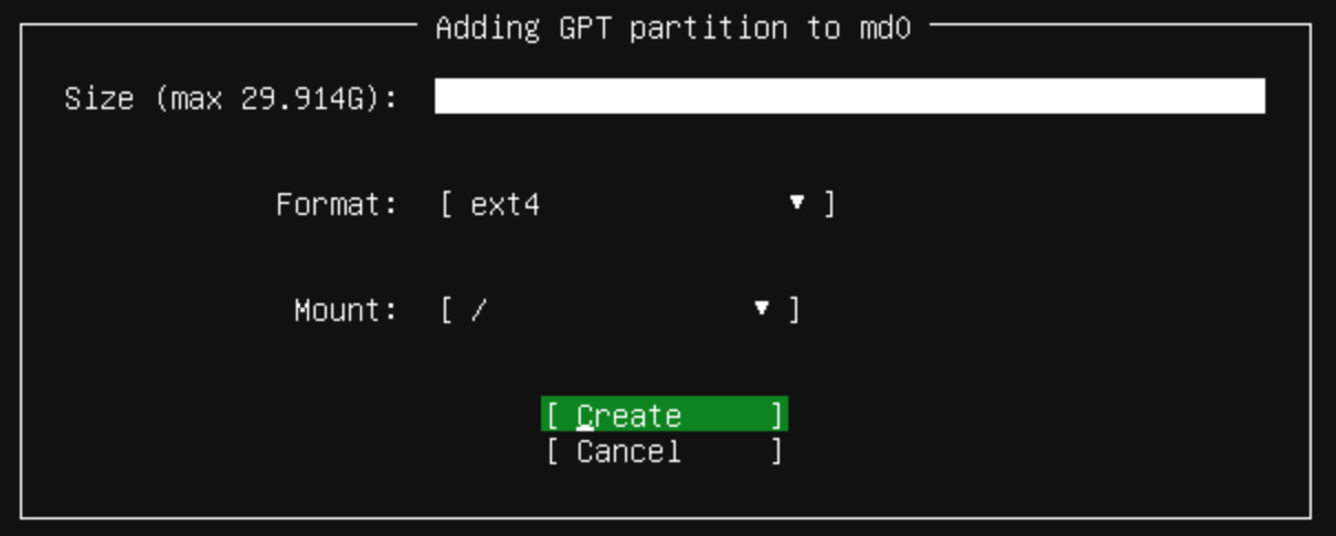 Ubuntu MD Partition Configuration Root