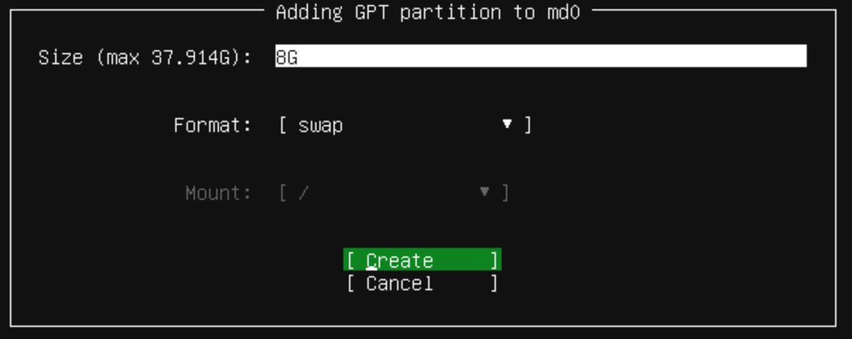 Ubuntu MD Partition Configuration Swap