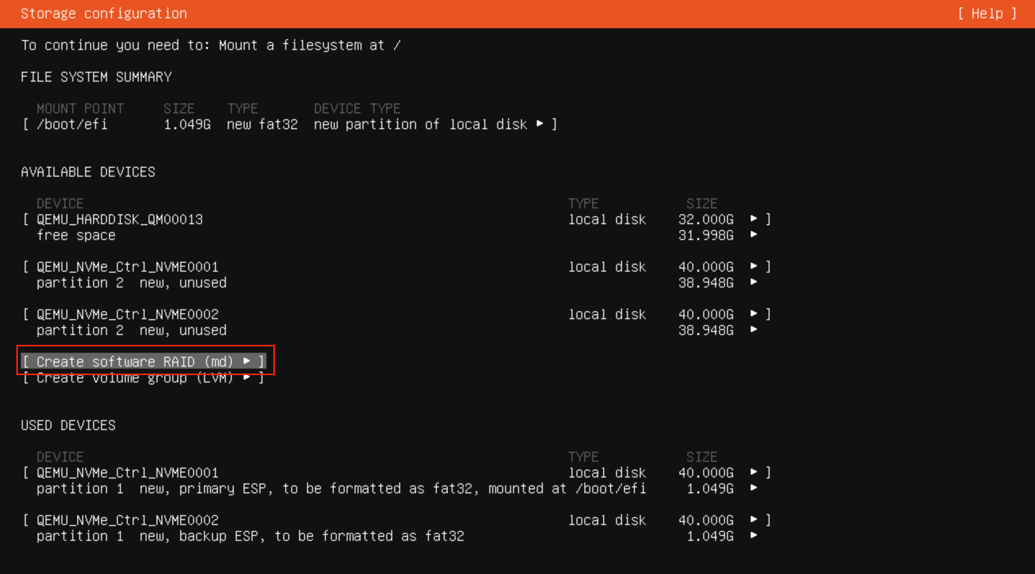 Ubuntu Select Partitions For Software RAID